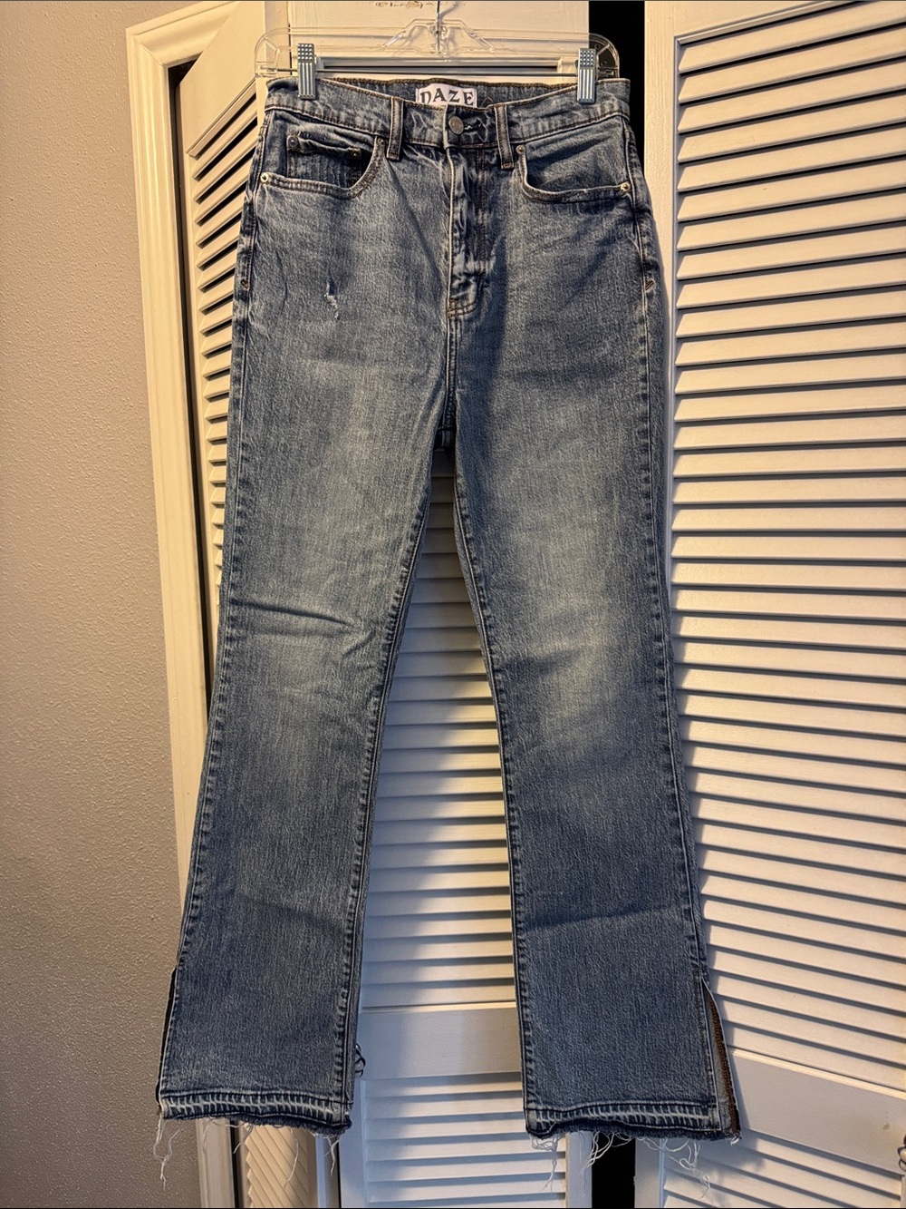 DAZE Light Blue Split-Hem Wide Leg Jeans